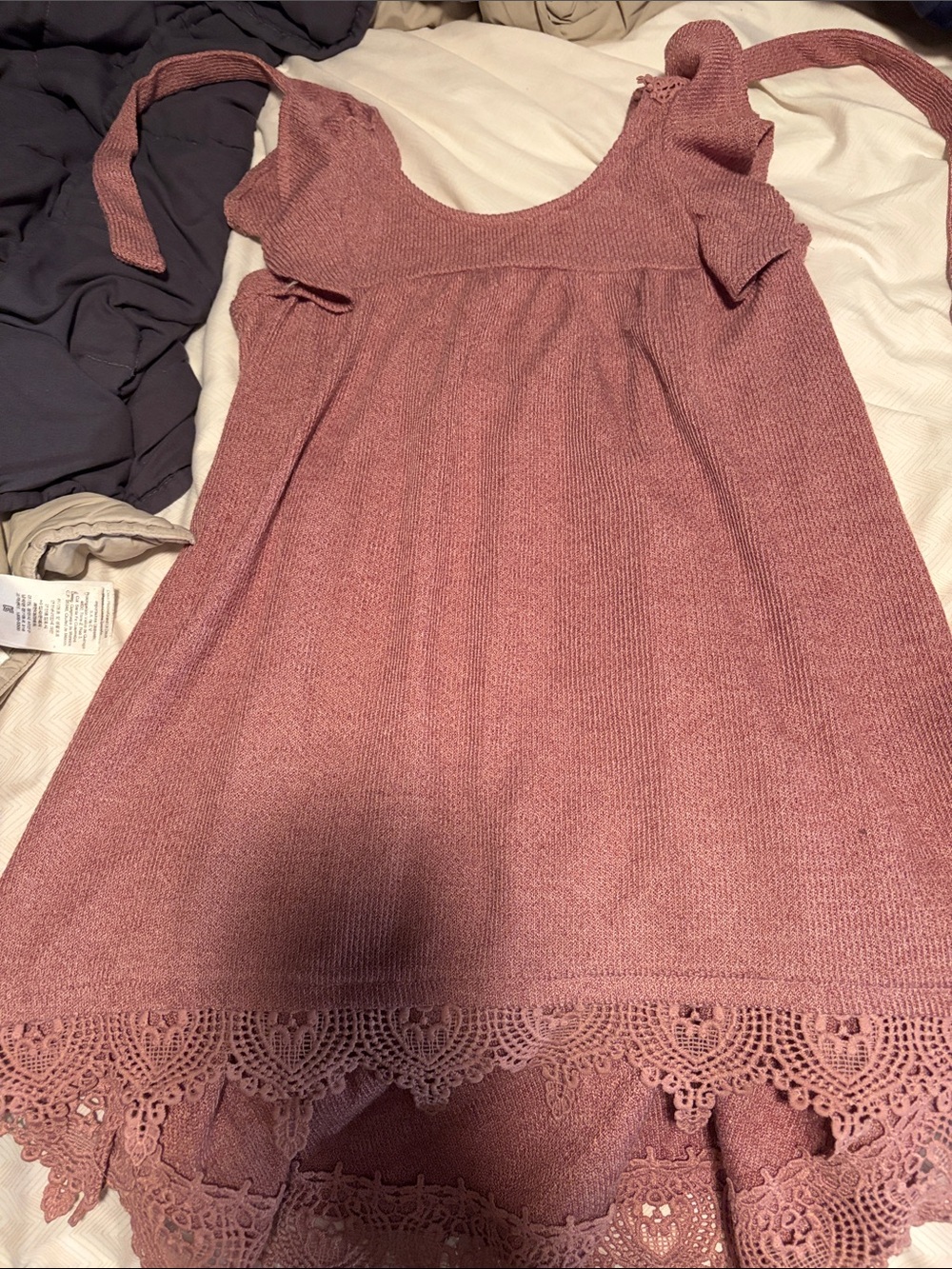 Girls' Joyfolie Dusty Rose Sleeveless Dress with Lace Hem - 3
